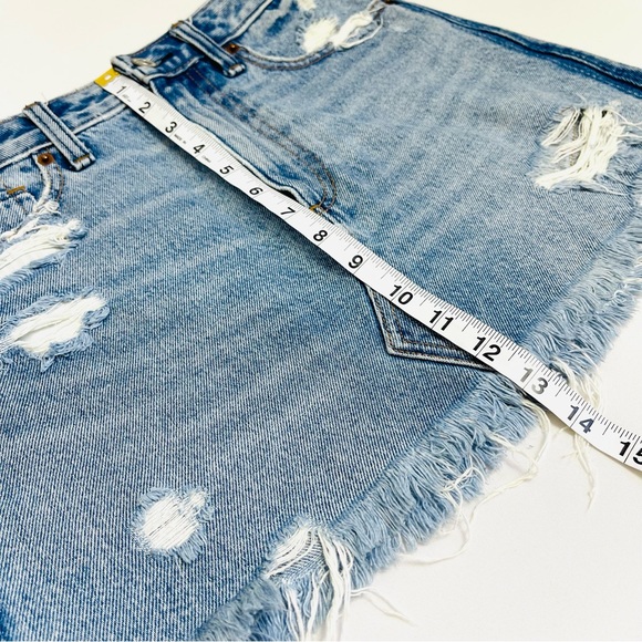 Abercrombie and Fitch Zoe Natural Rise Vintage Distressed Mini Jean Skirt - Picture 7 of 10
